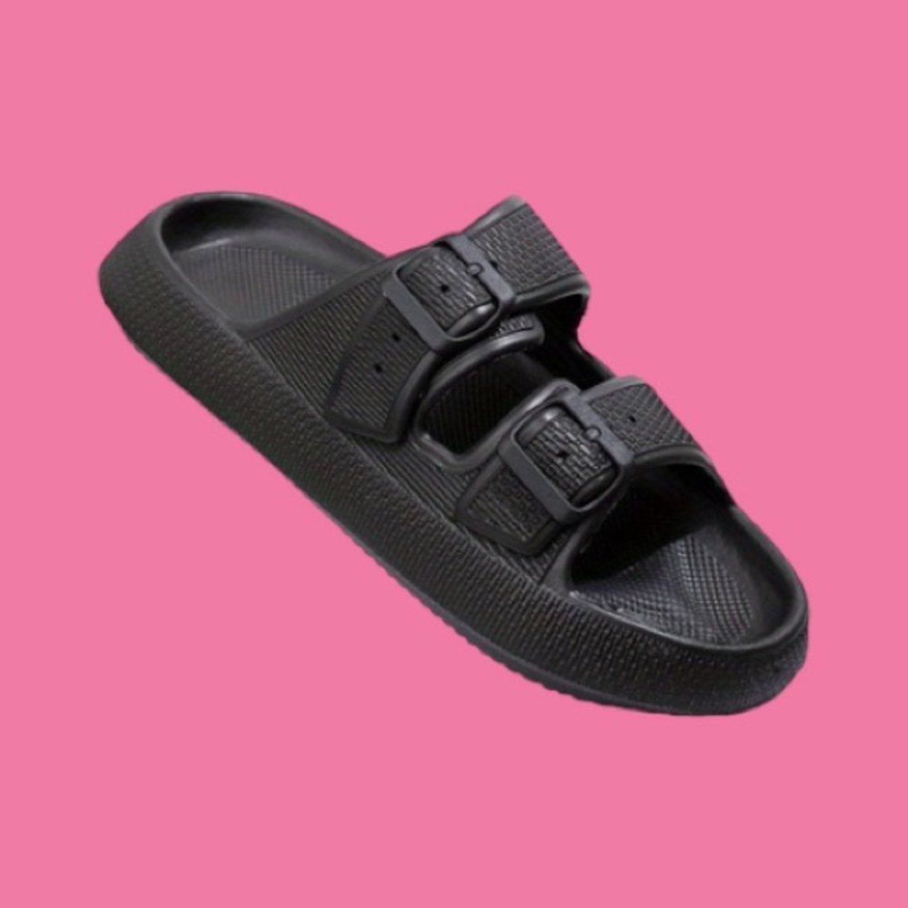 Black Cloud ☁️ Slides with Adjustable Straps!